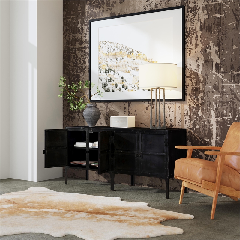 Beaumont Lane Modern Industrial Iron Console Cabinet - Black