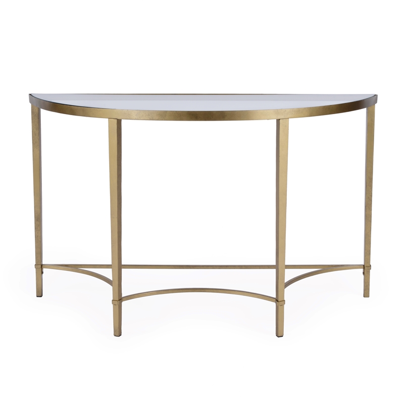 Beaumont Lane Metal Antique Gold Console Table Demilune 50