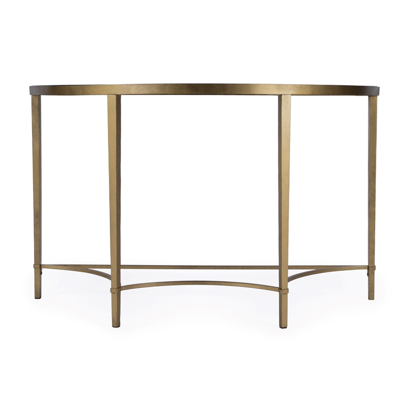 Beaumont Lane Metal Antique Gold Console Table Demilune 50