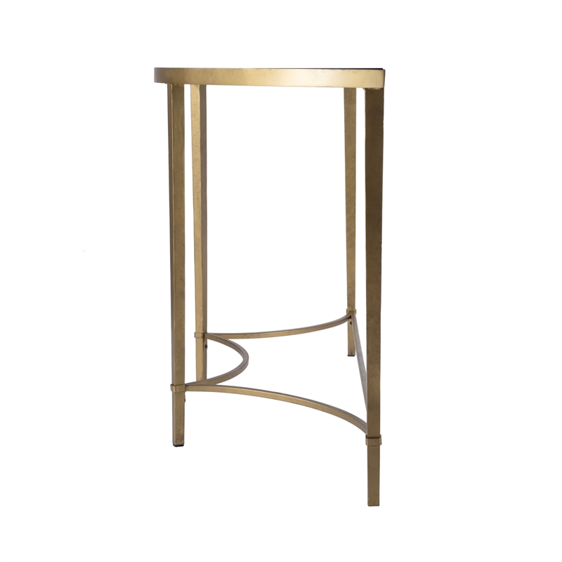 Beaumont Lane Metal Antique Gold Console Table Demilune 50