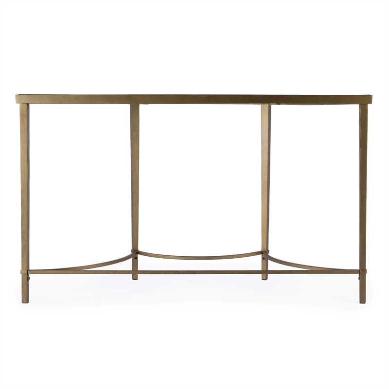 Beaumont Lane Metal Antique Gold Console Table Demilune 50