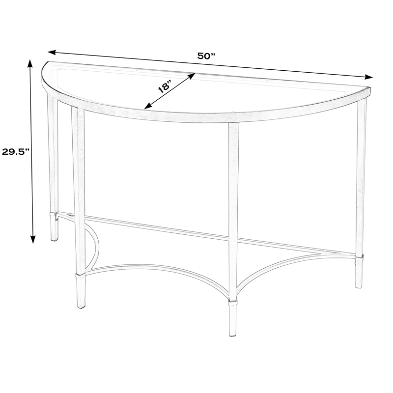 Beaumont Lane Metal Antique Gold Console Table Demilune 50