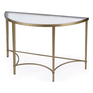 Beaumont Lane Metal Antique Gold Console Table Demilune 50&quotW x 18&quotD x 29.5&quotH Unassembled