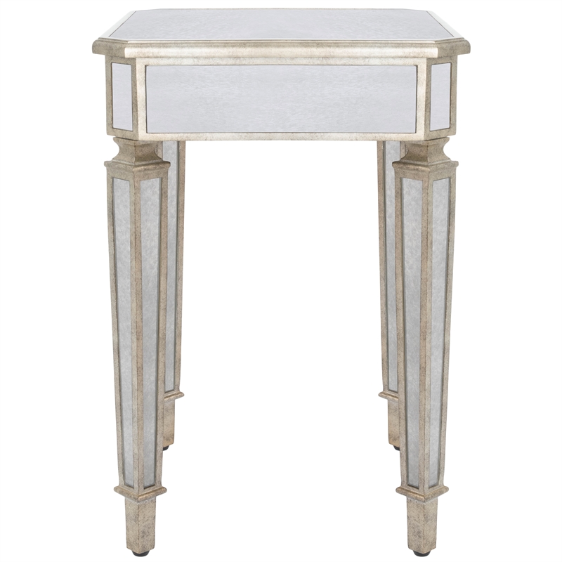 Beaumont Lane Contemporary Mirrored Accent Table in Silver Finish