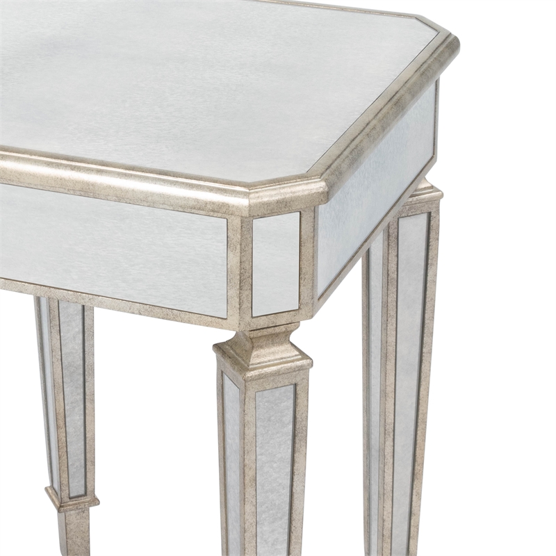 Beaumont Lane Contemporary Mirrored Accent Table in Silver Finish