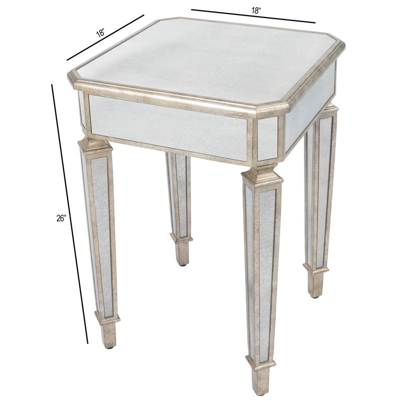 Beaumont Lane Contemporary Mirrored Accent Table in Silver Finish