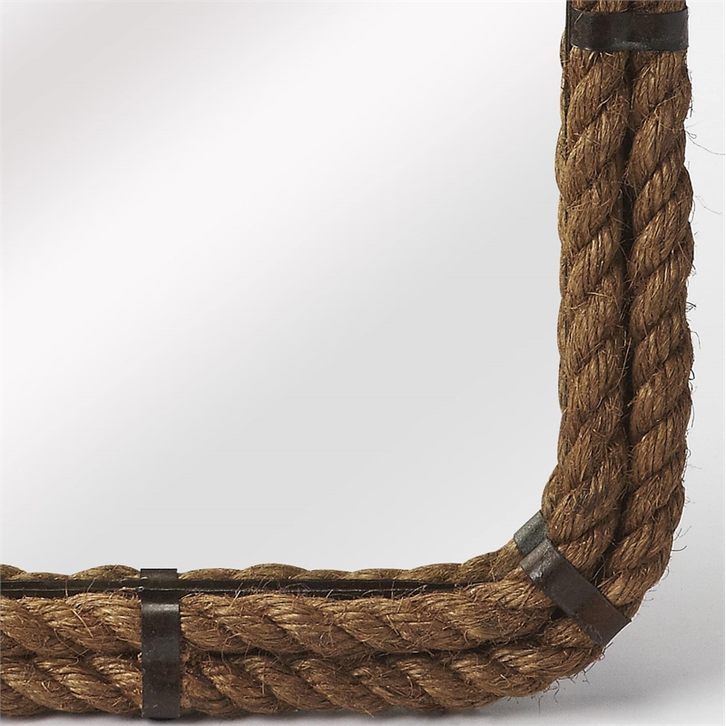 Beaumont Lane Farmhouse Rectangular Rope Wall Mirrored - Brown