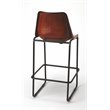Beaumont Lane Contemporary Leather Bar Stool in Brown Finish