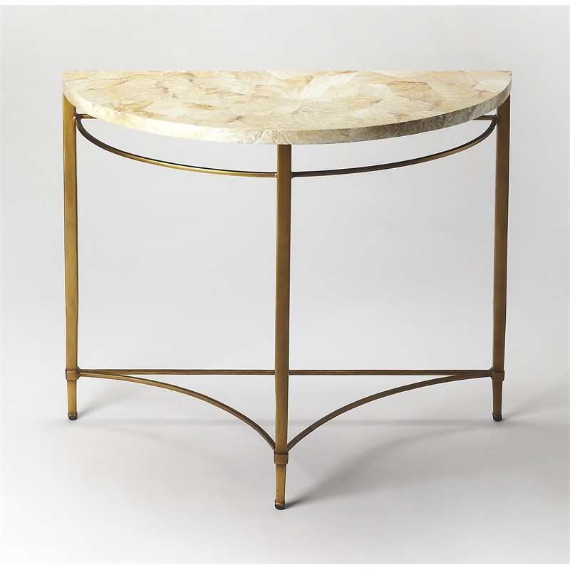 Beaumont Lane Metal Contemporary Shell Demilune Console Table