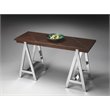 Beaumont Lane Contemporary Leather and Metal Console Table in Brown