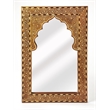Beaumont Lane Contemporary Wood And Bone Inlay Wall Mirror in Brown