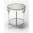 Beaumont Lane Contemporary Metal And Mirror End Table in Silver