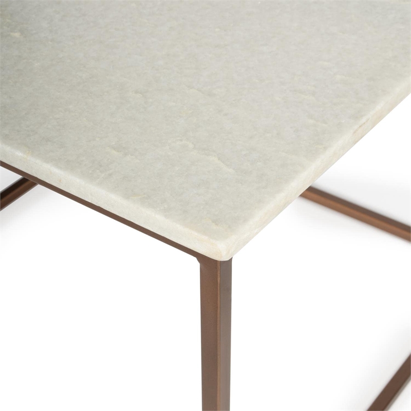 Beaumont Lane Contemporary Marble And Metal Coffee Table in White