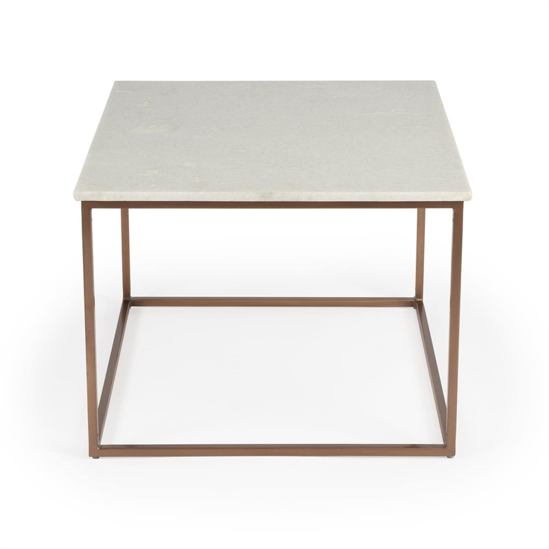 Beaumont Lane Contemporary Marble And Metal Coffee Table in White