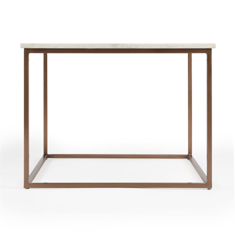 Beaumont Lane Contemporary Marble And Metal Coffee Table in White