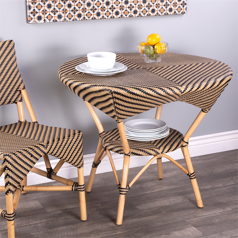 Beaumont Lane Traditional Brown and Beige Rattan Dining Table