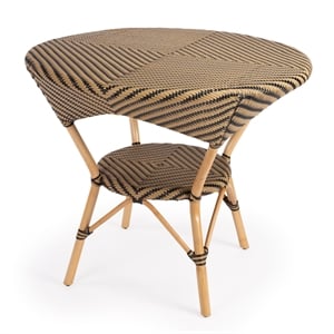 Beaumont Lane Traditional Brown and Beige Rattan Dining Table