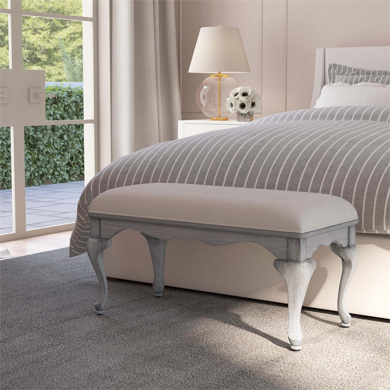 Beaumont Lane Modern Wood Traditional Powder Gray Finish Bench