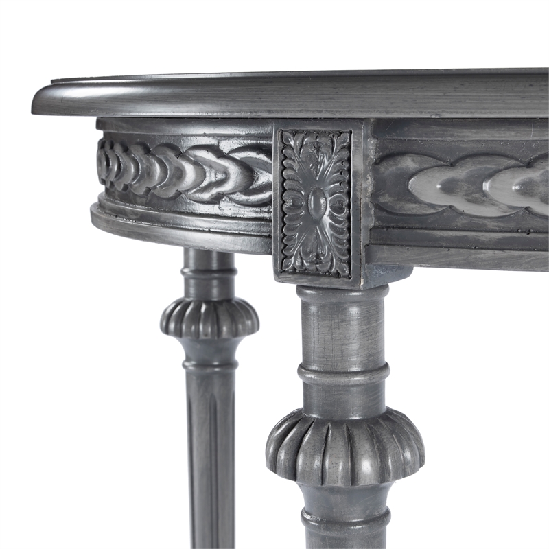 Beaumont Lane Modern Traditional Round Gray Finish Wood Lamp Table