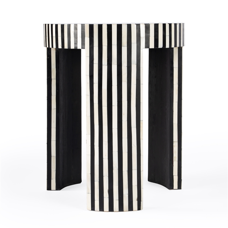 Beaumont Lane Transitional Bone Inlay Side Table In Black And White