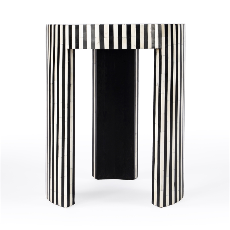 Beaumont Lane Transitional Bone Inlay Side Table In Black And White