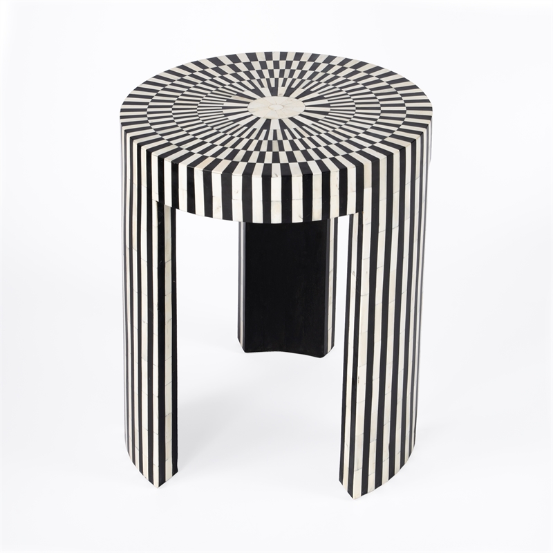 Beaumont Lane Transitional Bone Inlay Side Table In Black And White