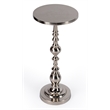 Beaumont Lane Transitional Silver Round Nickel Pedestal End Table