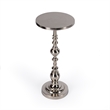 Beaumont Lane Transitional Silver Round Nickel Pedestal End Table
