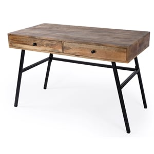 Beaumont Lane Modern Metal Mid-Century Wooden Brown Finish Desk
