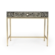 Beaumont Lane Modern Black And White Bone Inlay Writing Desk