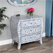Beaumont Lane Modern Blue And White Bone Inlay 3 Drawer Chest