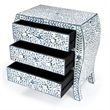 Beaumont Lane Modern Blue And White Bone Inlay 3 Drawer Chest