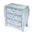 Beaumont Lane Modern Blue And White Bone Inlay 3 Drawer Chest