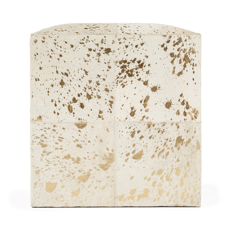 Beaumont Lane Transitional Hair on Hide with Gold Spots Ottoman
