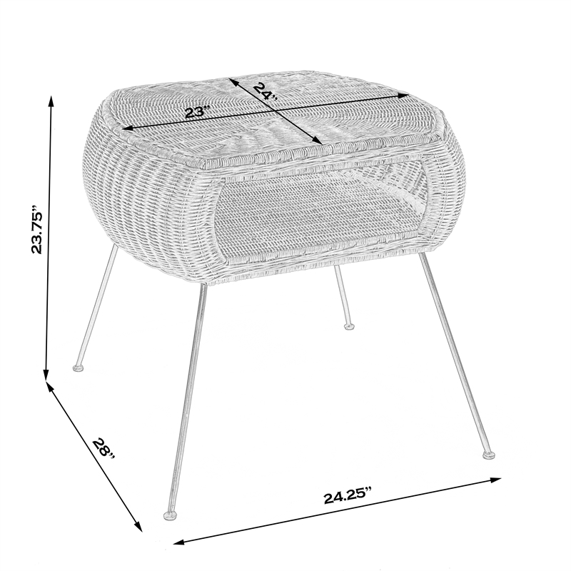 Beaumont Lane Modern Coastal Rattan End Table in Brown Finish