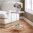 Beaumont Lane Contemporary Marble Side Table in White Finish