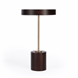 Beaumont Lane Mid-Century Shen Gold & Brown Pedestal Side Table