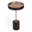 Beaumont Lane Mid-Century Shen Gold & Brown Pedestal Side Table