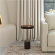 Beaumont Lane Mid-Century Shen Gold & Brown Pedestal Side Table