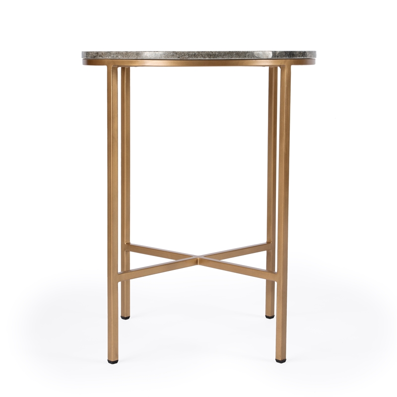 Beaumont Lane Contemporary Gray And Gold Finish Marble End Table