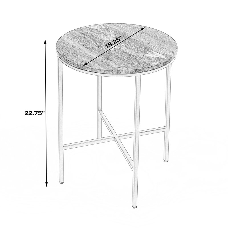 Beaumont Lane Contemporary Gray And Gold Finish Marble End Table