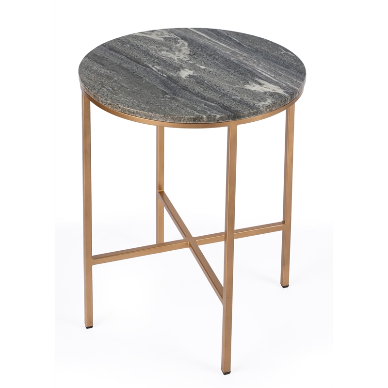 Beaumont Lane Contemporary Gray And Gold Finish Marble End Table
