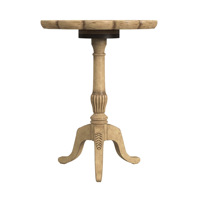 Beaumont Lane Wood Traditional Antique Beige Pedestal Side Table