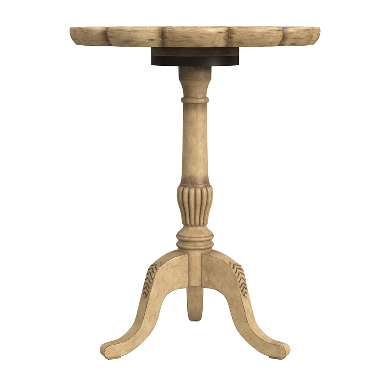 Beaumont Lane Wood Traditional Antique Beige Pedestal Side Table