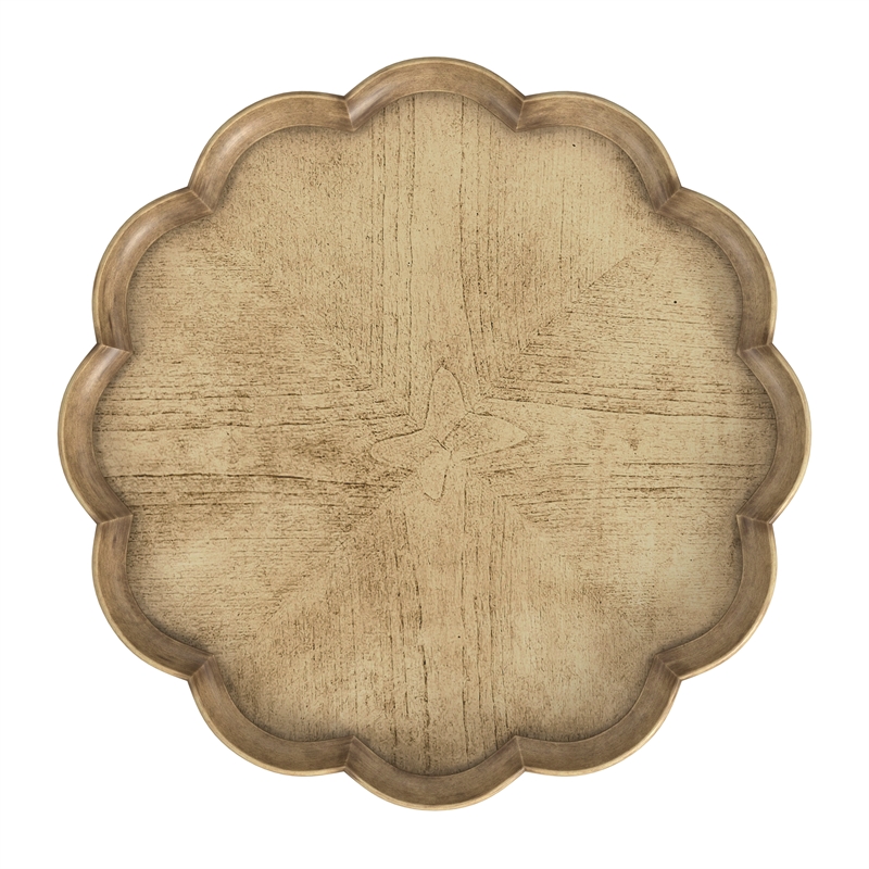 Beaumont Lane Wood Traditional Antique Beige Pedestal Side Table