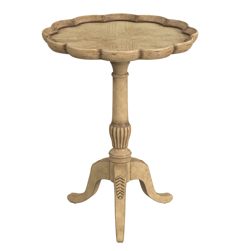 Beaumont Lane Wood Traditional Antique Beige Pedestal Side Table
