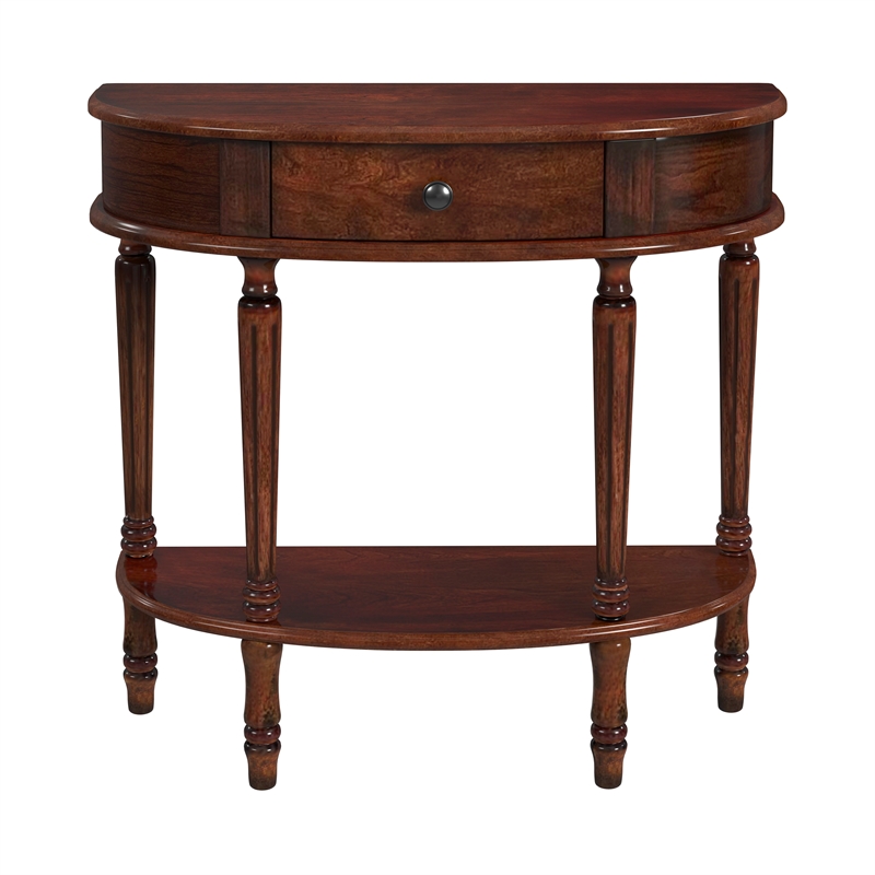 Beaumont Lane Traditional Handmade Demilune Console Table - Cherry Brown