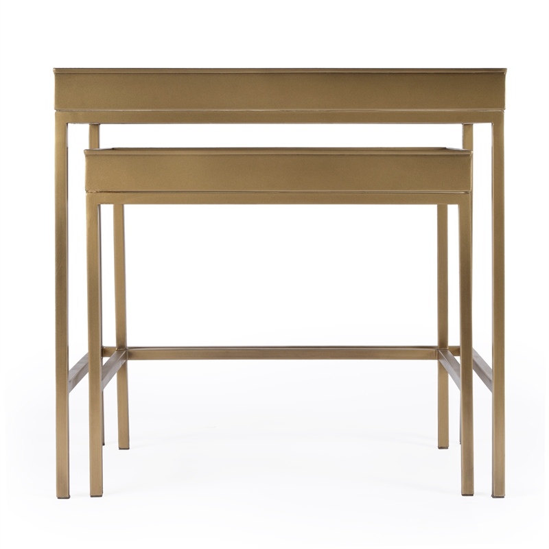 Beaumont Lane Contemporary Gold 2 Piece Glass Nesting Tables