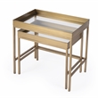 Beaumont Lane Contemporary Gold 2 Piece Glass Nesting Tables