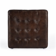 Beaumont Lane Transitional Button Tufted Leather Ottoman in Brown